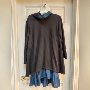 Black and Blue Layered Tunic Top